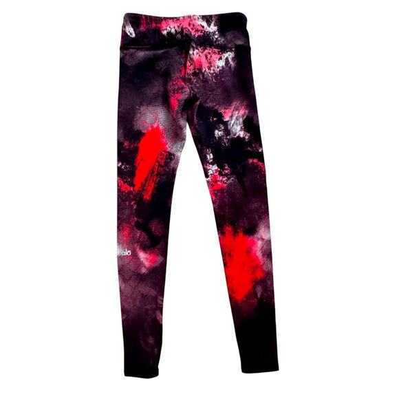ALO YOGA WOMENS BLACK RED PRINT LEGGINGS SZ S SMALL ATHLEISURE - Picture 1 of 5
